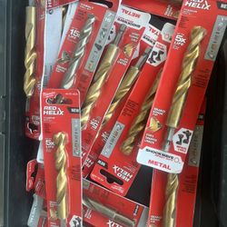  Milwaukee RED HELIX drill bits, including Titanium and Cobalt versions.