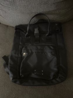 Bearpaw Black Nylon Backpack Top Handle, Buckle Flap Zip Pockets, Medium