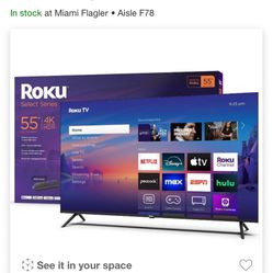 New roku 55” tv with remote 