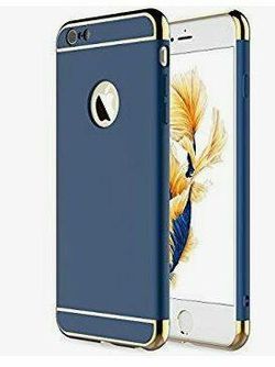 New Case for iPhone 6 plus, 6S plus hard cover case - Silver / Navy Blue