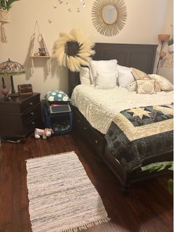 Bed frame with mattress + Nightstand
