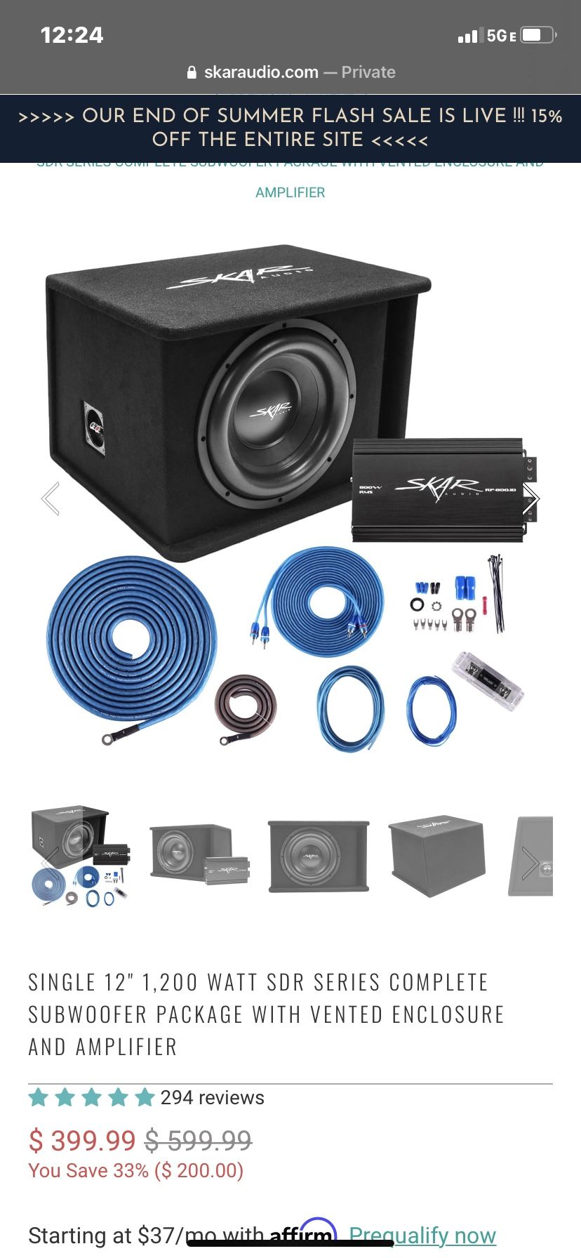 Skar Audio Subwoofer And Amp Kit 