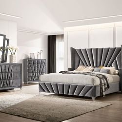 Brand New Elephant Upholstered Queen Bedroom Set 