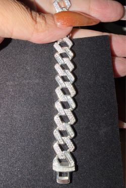 Iced out Cuban solid 925 sterling silver men’s bracelet