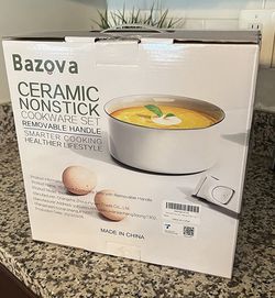 Bazova Pots and Pans Set Nonstick with Detachable Handles, 10 Pcs