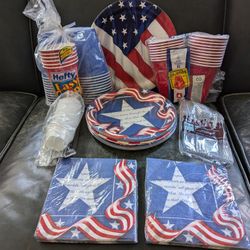 Picnic Party Supplies USA Plates Napkins Cups Cutlery 