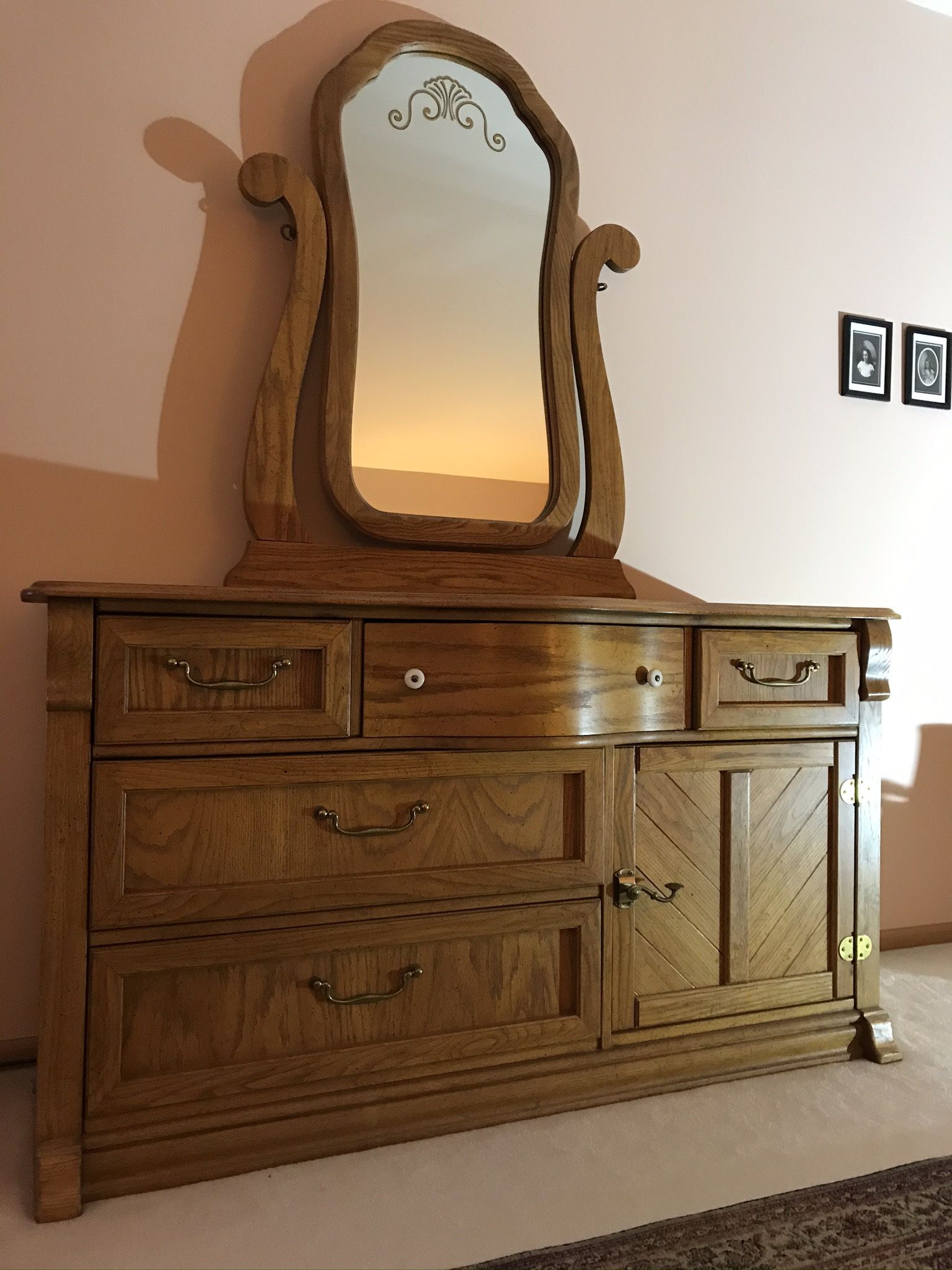 5 Piece USA Made Golden Oak Bedroom Set