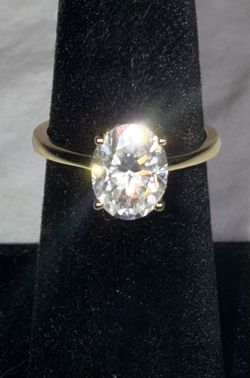 Sterling Silver Gold Plated Moissanite Ring