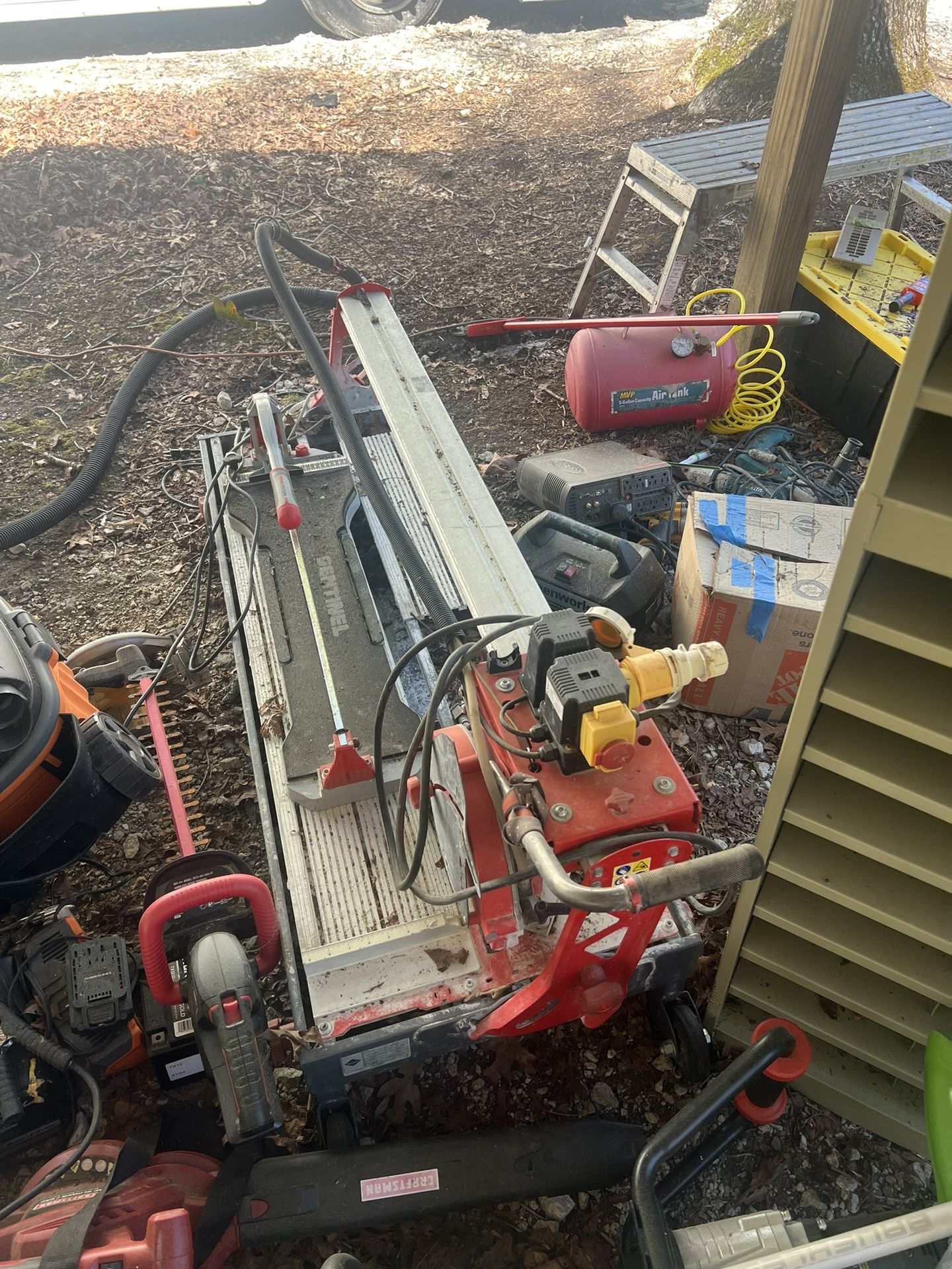 YOU PICK HUGE USED TOOLS LOT - Wet stone saw, power and air tools, jumper cables and more
