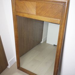 Mid-Century Modern Wood Wall Hanging Mirror, great shape, see photos