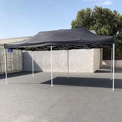 (Brand New) $185 Heavy-Duty 10x20 ft Popup Canopy Tent Instant Shade w/ Carry Bag Rope Stake, Black/Red 