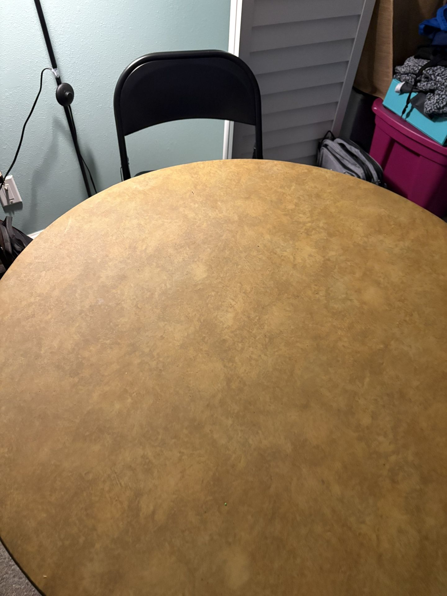 Round Folding Table W/ 1 Folding Chair