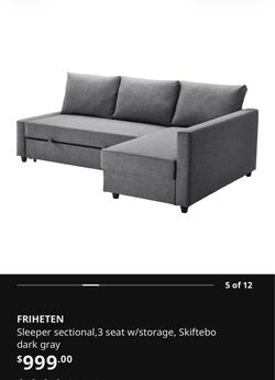 IKEA FRIHETEN Sleeper Sectional Sofa Blue