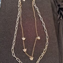 Vintage Two Tier Butterfly Necklace 

