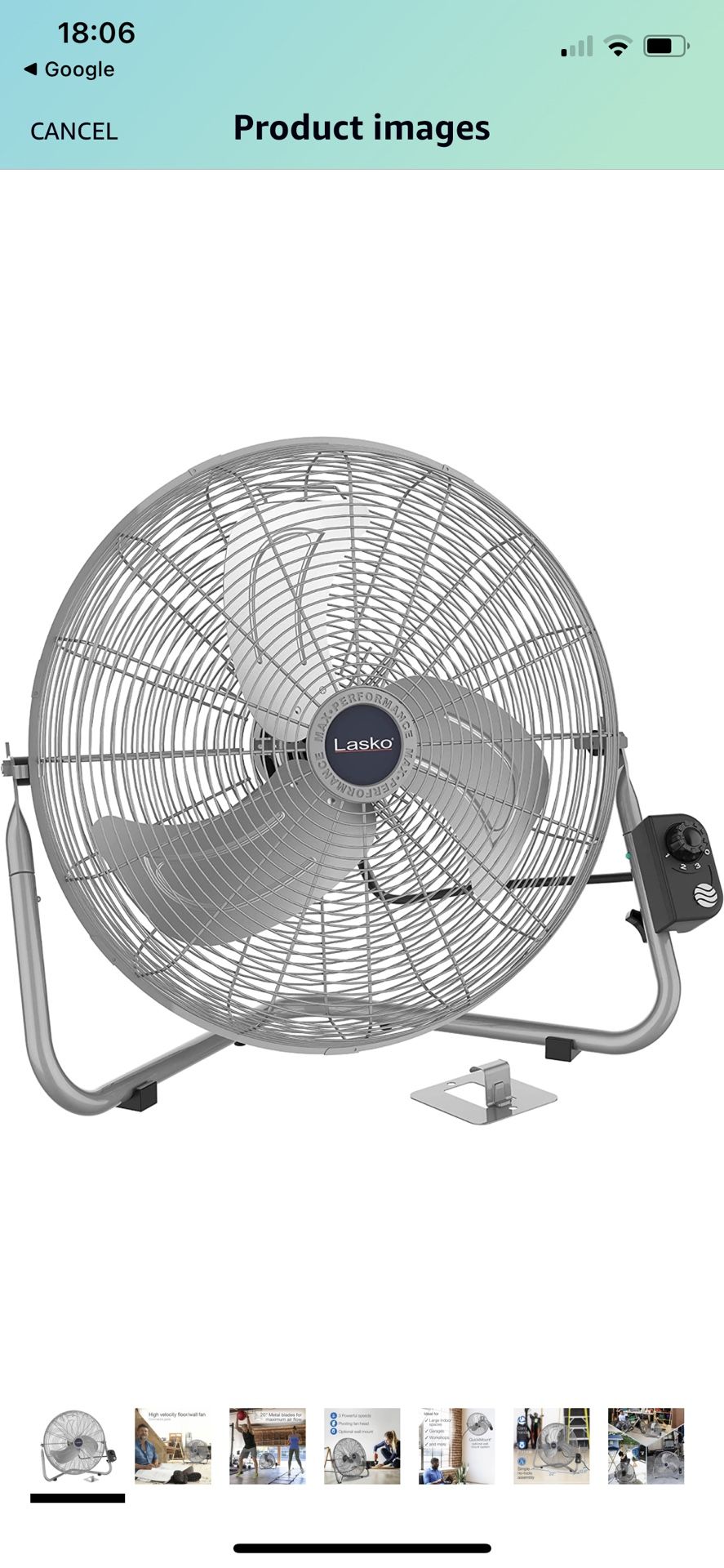Lasko 20″ High Velocity QuickMount, Easily Converts from a Floor Wall Fan, Silver 2265QM