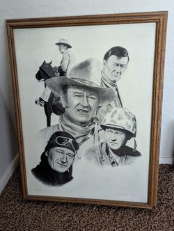 John Wayne Framed Lithograph Artwork