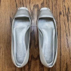Silver And White Talbots Flats