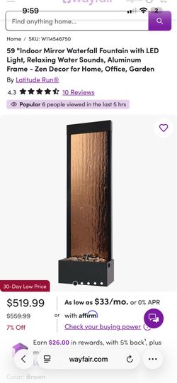Brand new waterfall mirror
