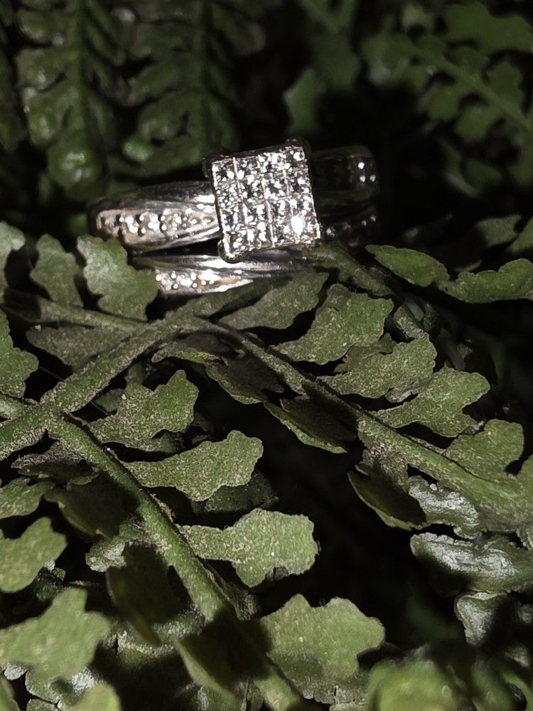 Genuine Diamond Engagement & Wedding Ring Set from Kay Jewelers – White Gold –