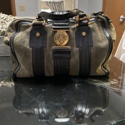 Large Gucci Black And Suede Musk Green Bag