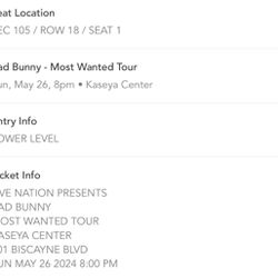Bad Bunny Tickets 5/26 (6 Seated Together!)
