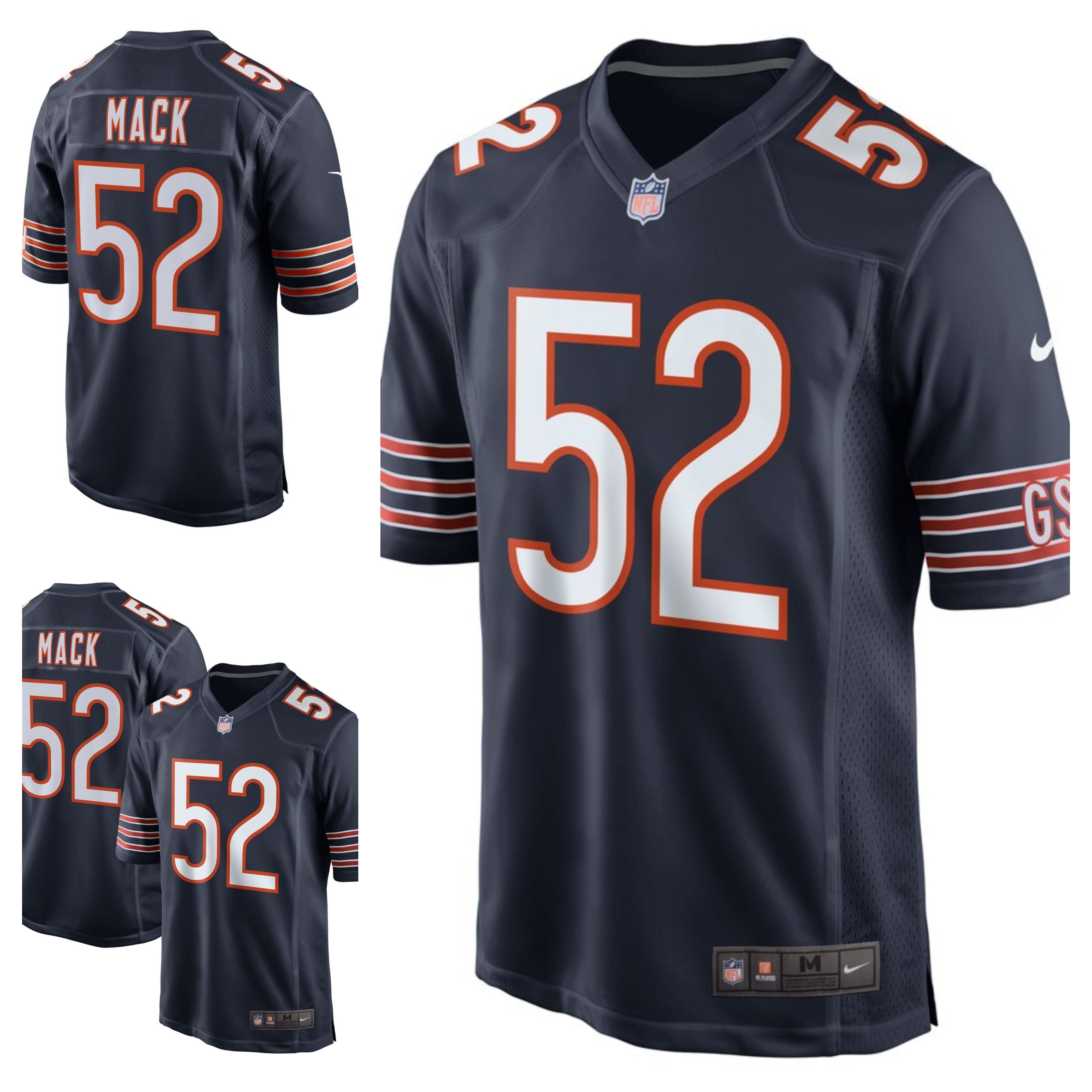 Chicago Bears KHALIL MACK Official NFL Navy Game Jersey sizes Large & XL left only