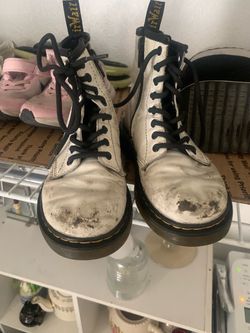Doc Martin white high top laced toddler boots