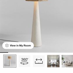 Santorini White Plaster Floor Lamp with Woven Shade 61.5' Crate & Barrel
