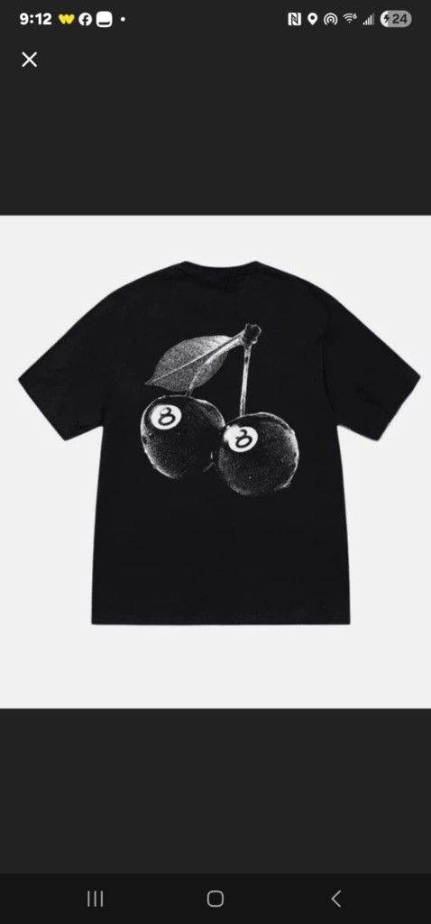 Stussy Cherries Tee in Black. XL MEN