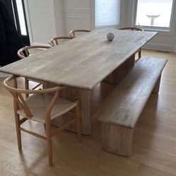 86” Solid Mango Wood Dining Table