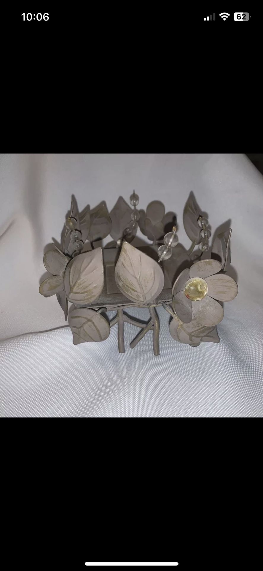 NOB Partylite Bronze Metal Golden Leaves Square votive candle holder P7281