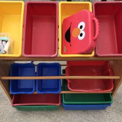 Children Kids' Toy Storage Organizer with Plastic Bins + Toys