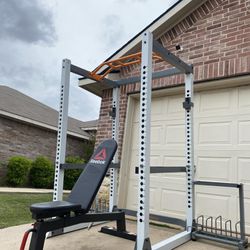 Power Cage With Bench Comes With Weight/kettle Bell Storage(((no Weight Or Bar))))