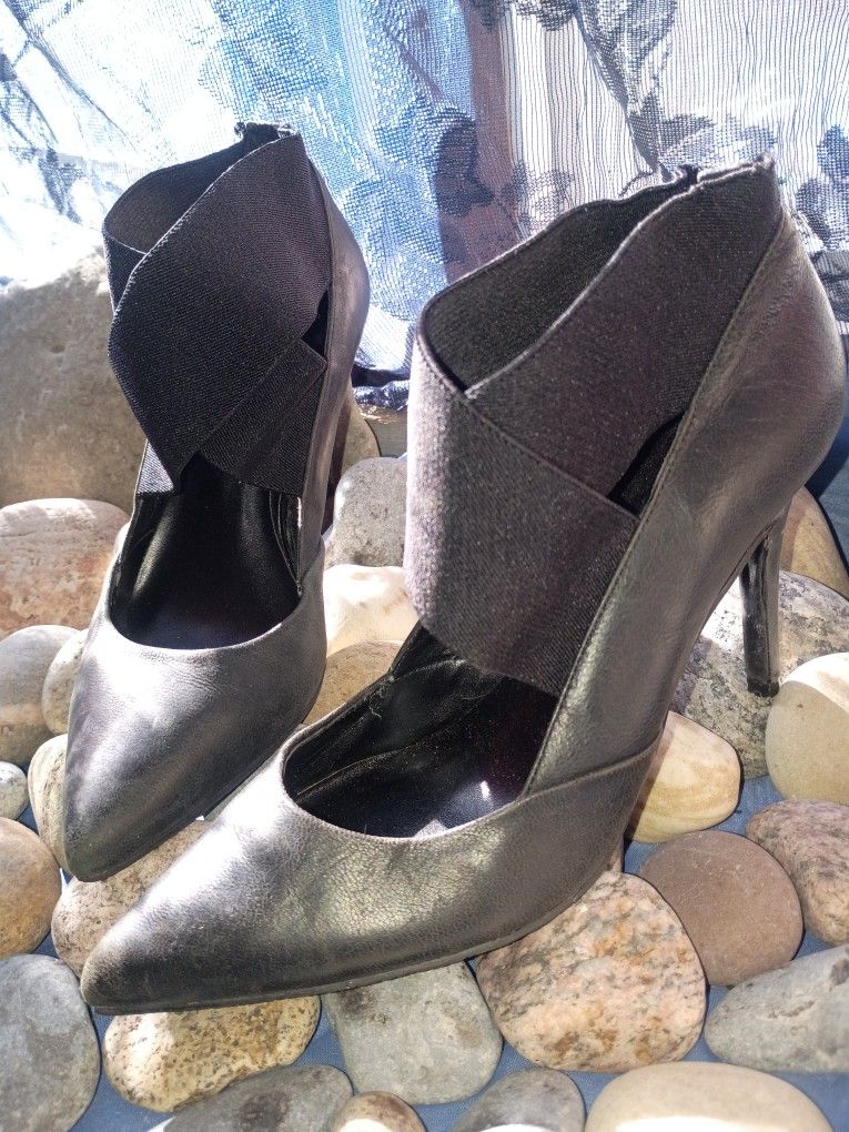 Levity Black Leather Heels 
