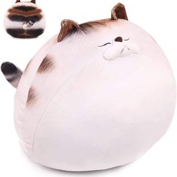 15.7" Chubby Cat Plush Pillow, Cute Fat Kitty Stuffed Animal Soft Kitten Adorable Hugging Pillow Anime Squishy Plushies, Kawaii Funny Toy Birthday Xma