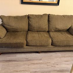 Sofa loveseat and 3 piece gold glass tables need gone today! 3/23