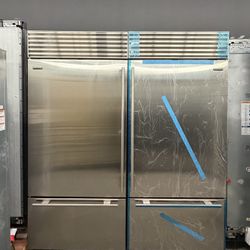 Sub Zero Stainless Steel Built In 72” Fridge Bottom Freezer Set 