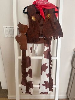 Kids Cowboy Halloween Costume Set, chaps, vest, hat, bandana and gun holster belt