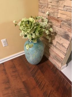 Decorative Floor Vase with Floral Arrangement