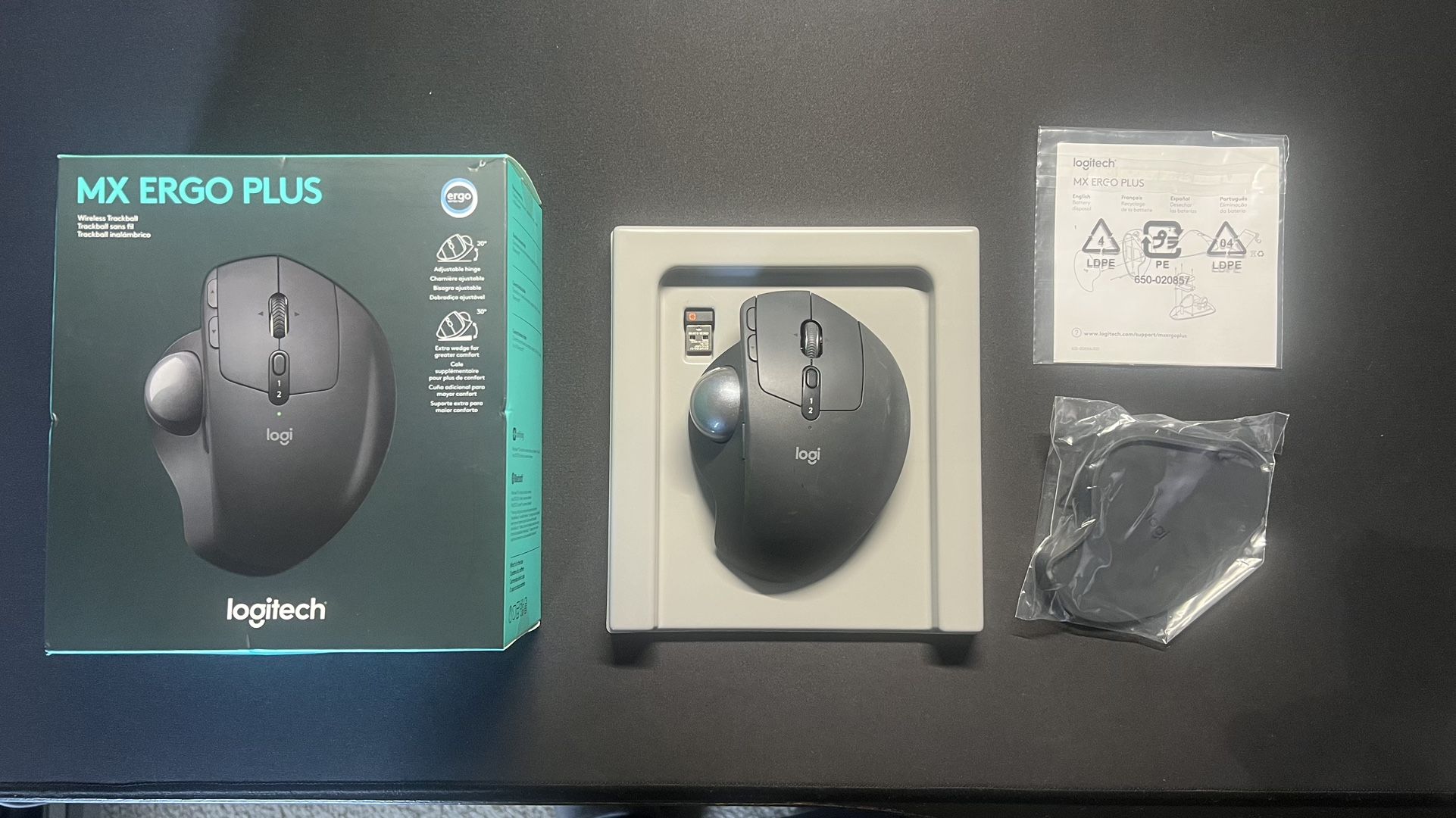 LOGITECH MX ERGO PLUS ADVANCED WIRELESS TRACKBALL MOUSE FOR PC AND MAC