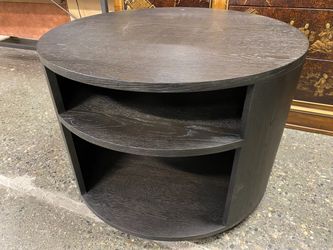 RESTORATION HARDWARE Ligne Black Oak Round Open Side Table