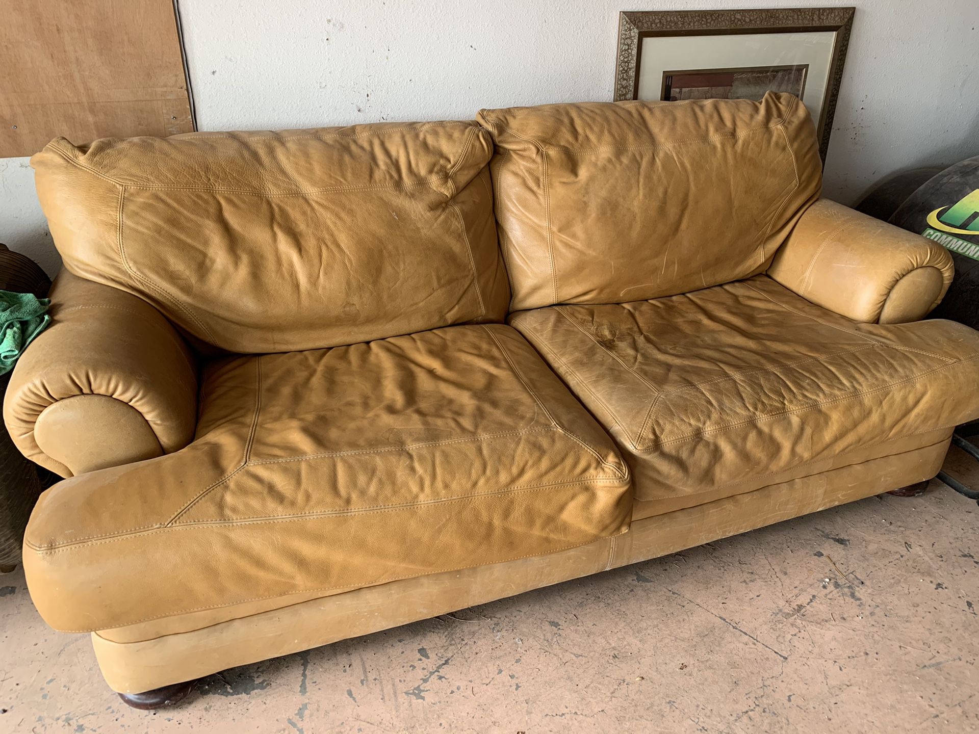 Overstuffed Leather Couch