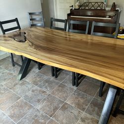Live Edge Wood Table Metal Legs&chairs