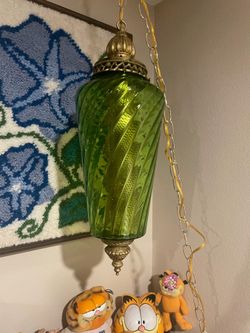 Vintage Green cylinder swag lamp