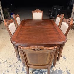 Vintage Dining Table - 8 Chairs With Table Extensions 