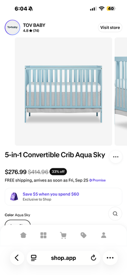 Baby blue crib