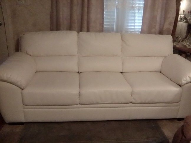 White Leather Couch 