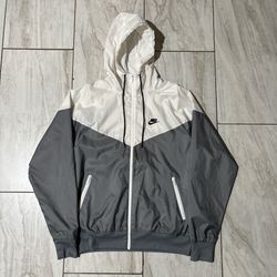Grey/White Nike Sportswear Windrunner Hooded Jacket