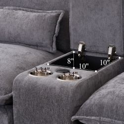 123*55 Modern U-shaped Sofa with Console,Cupholders and USB Ports,6-seat Upholstered Symmetrical Indoor Furniture,Sleeper Couch Set with Chaise for Li