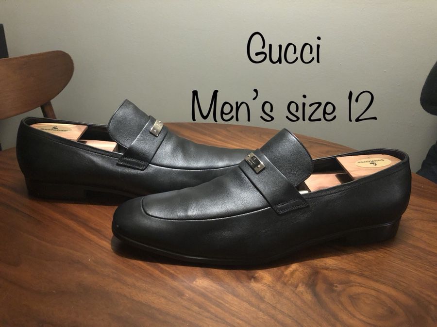 GUCCI Black Leather Loafers men’s size 12